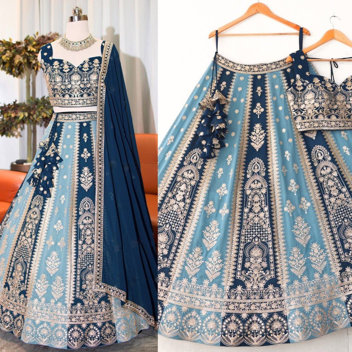 Wedding Wear Georgette Fabric Sequence Zari Design Work Lehenga Choli