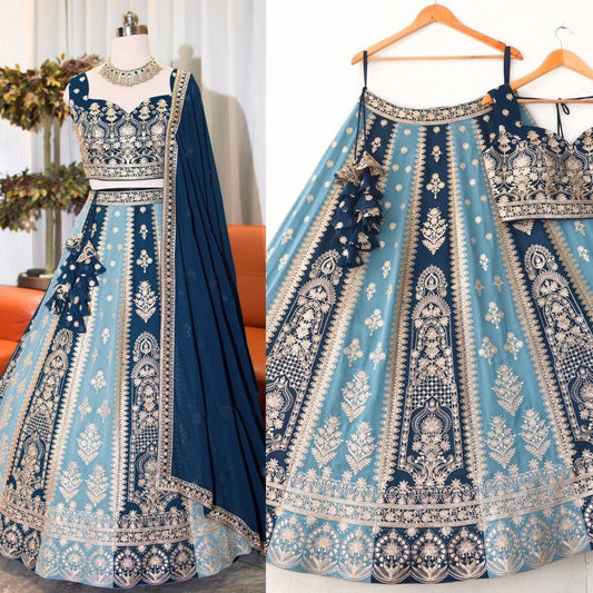 Wedding Wear Georgette Fabric Sequence Zari Design Work Lehenga Choli