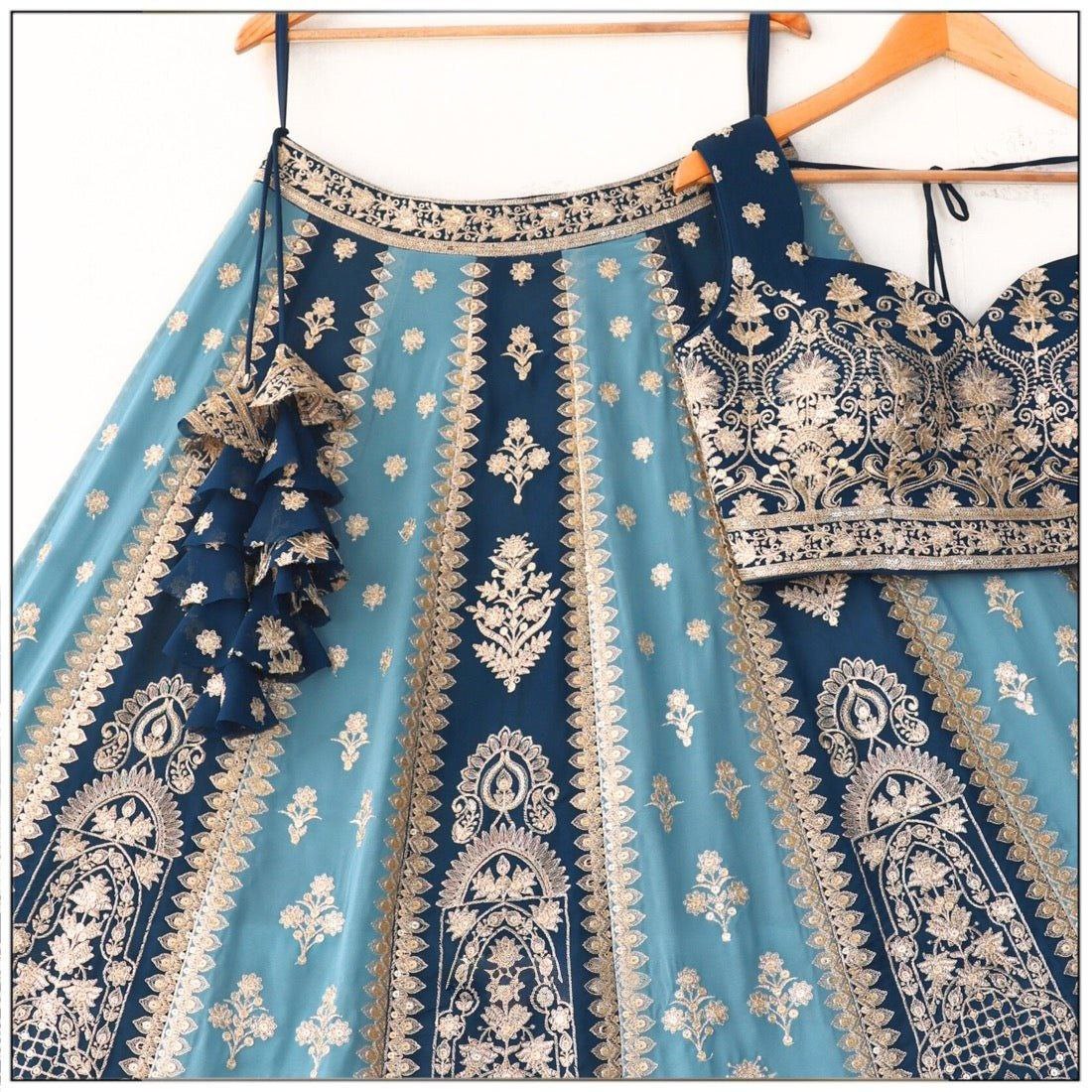 Wedding Wear Georgette Fabric Sequence Zari Design Work Lehenga Choli