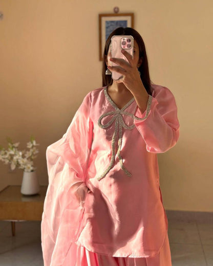 Ribbon Bloom Pretty  Beads Work Salwaar Suit