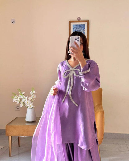 Ribbon Bloom Pretty  Beads Work Salwaar Suit