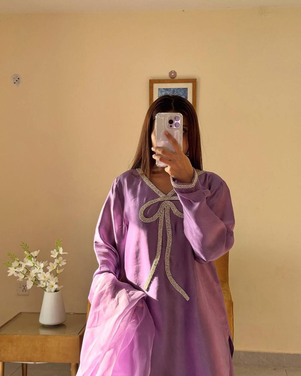 Ribbon Bloom Pretty  Beads Work Salwaar Suit