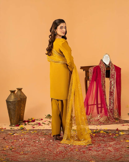 RangSaaz Elegance  Heavy Natural Crep Silk Salwar Set