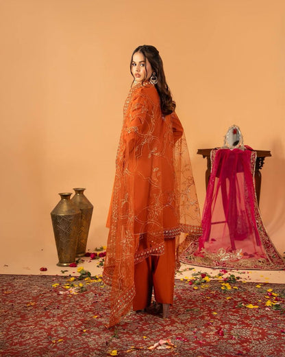 RangSaaz Elegance  Heavy Natural Crep Silk Salwar Set