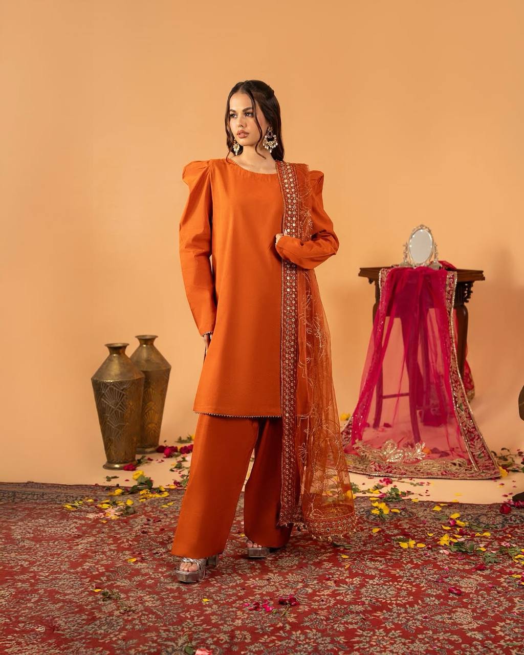 RangSaaz Elegance  Heavy Natural Crep Silk Salwar Set