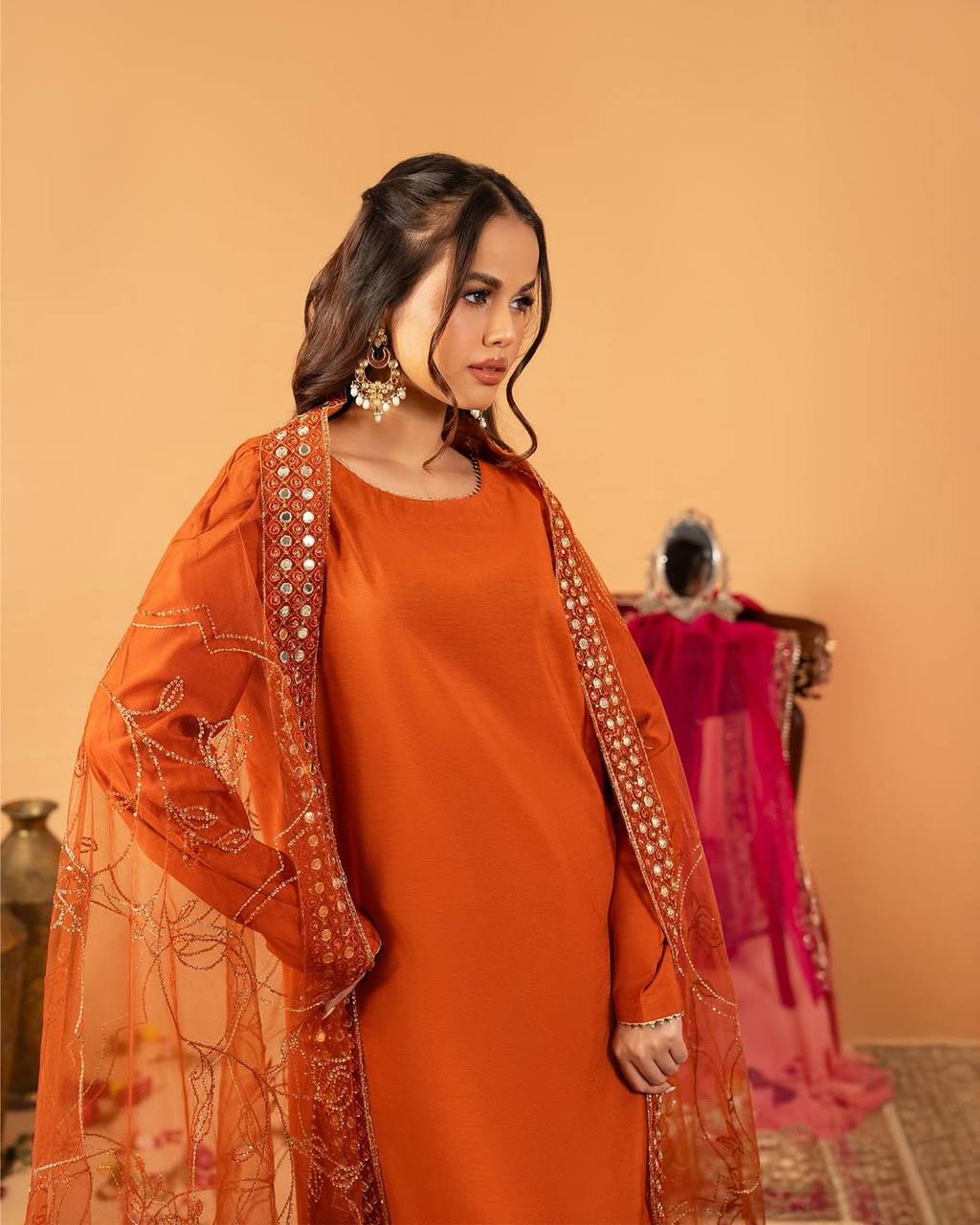 RangSaaz Elegance  Heavy Natural Crep Silk Salwar Set