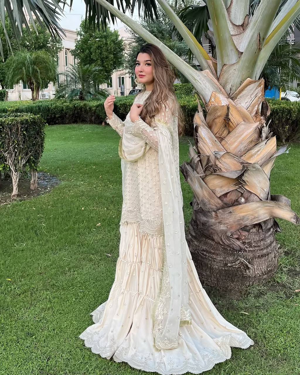 Haniya's Classic Drape Traditional Ivory Glamour Sharara Set