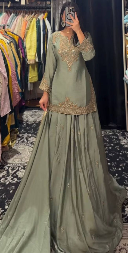 Suhana Look Chinnon Silk Good Looking Lehenga Set With Dupatta