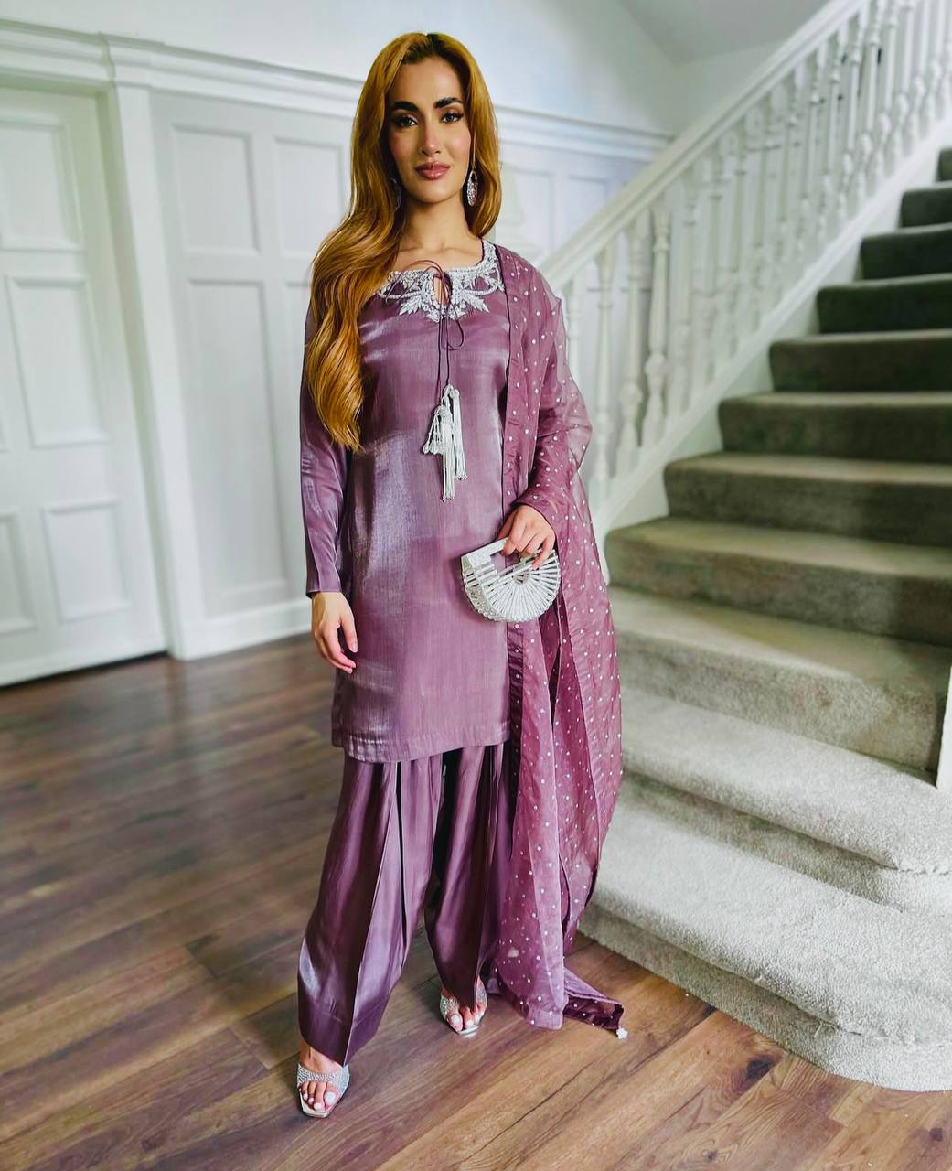 Zara’s Royal Natural Crepe Party Wear Farshi Suit Set