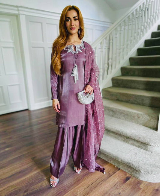 Zara’s Royal Natural Crepe Party Wear Farshi Suit Set