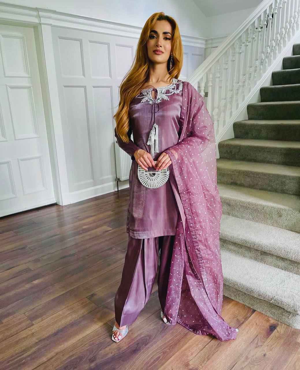 Zara’s Royal Natural Crepe Party Wear Farshi Suit Set