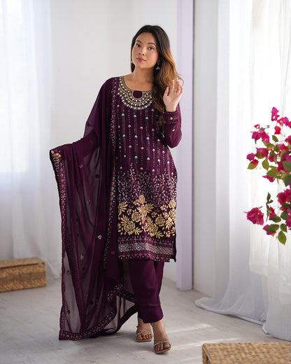 Sitara Classic Embroidered Suit – Black & Blue Variants