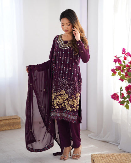 Sitara Classic Embroidered Suit – Black & Blue Variants
