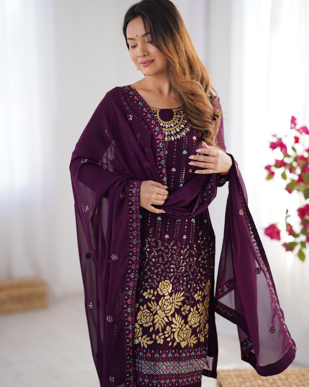 Sitara Classic Embroidered Suit – Black & Blue Variants