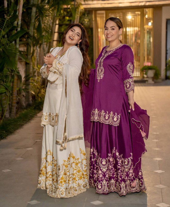 Tanirika Heavy Natural Crep Silk Beautiful Purple & White Sarara Set