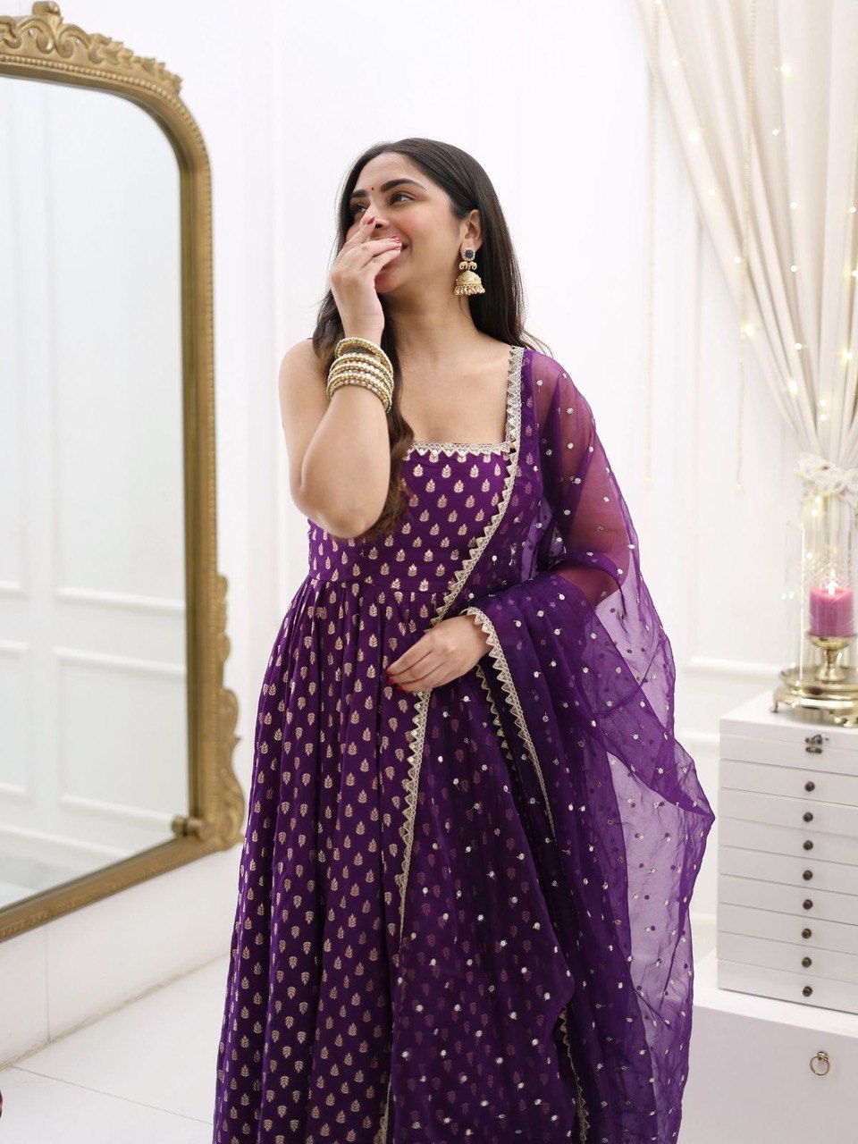 Ridhima Raagini Beautiful Jequard Silk  Anarkali  Set