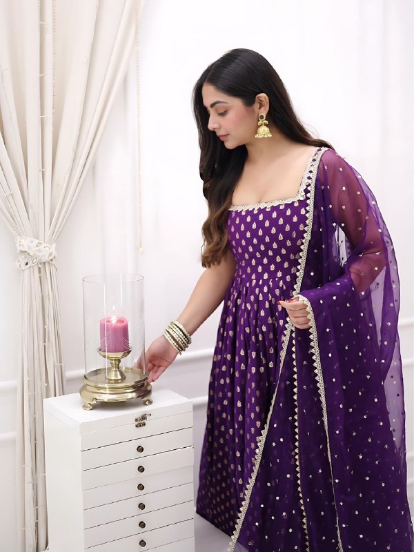 Ridhima Raagini Beautiful Jequard Silk  Anarkali  Set