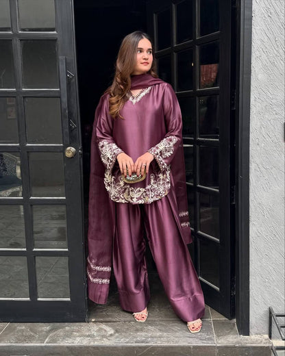 Yashita  Royal Look Natural Crep Silk Top With Dupatta Set