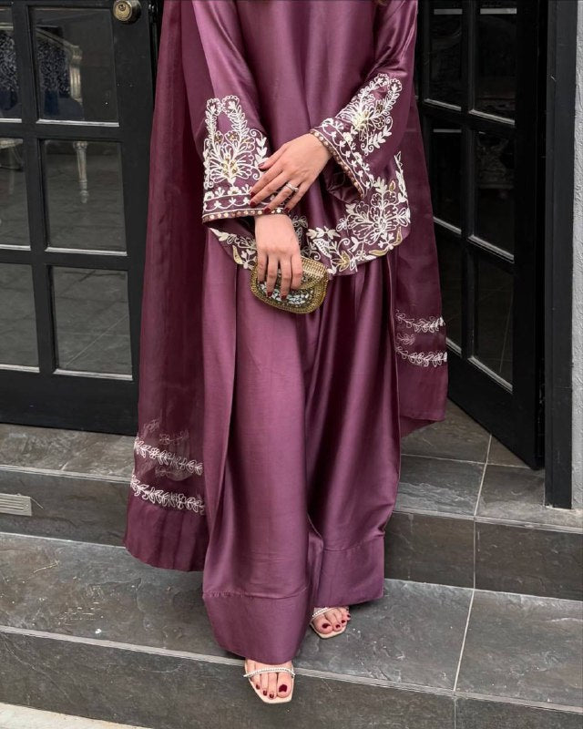 Yashita  Royal Look Natural Crep Silk Top With Dupatta Set