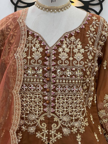 Aavya Rust Royale Heavy Handwork Lehenga Set