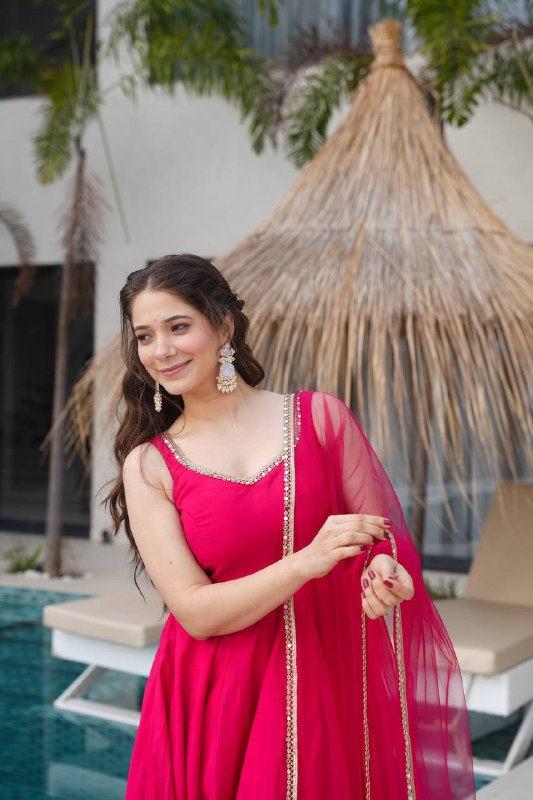 Aurelia Pink Blush Bloom Romansilk  Chanderi  Anarkali suit