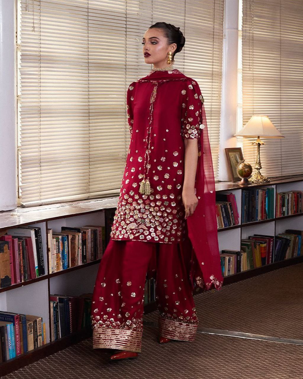 Falaknaz Glow  Roman Silk  beautifully  Palazzo Sut Set