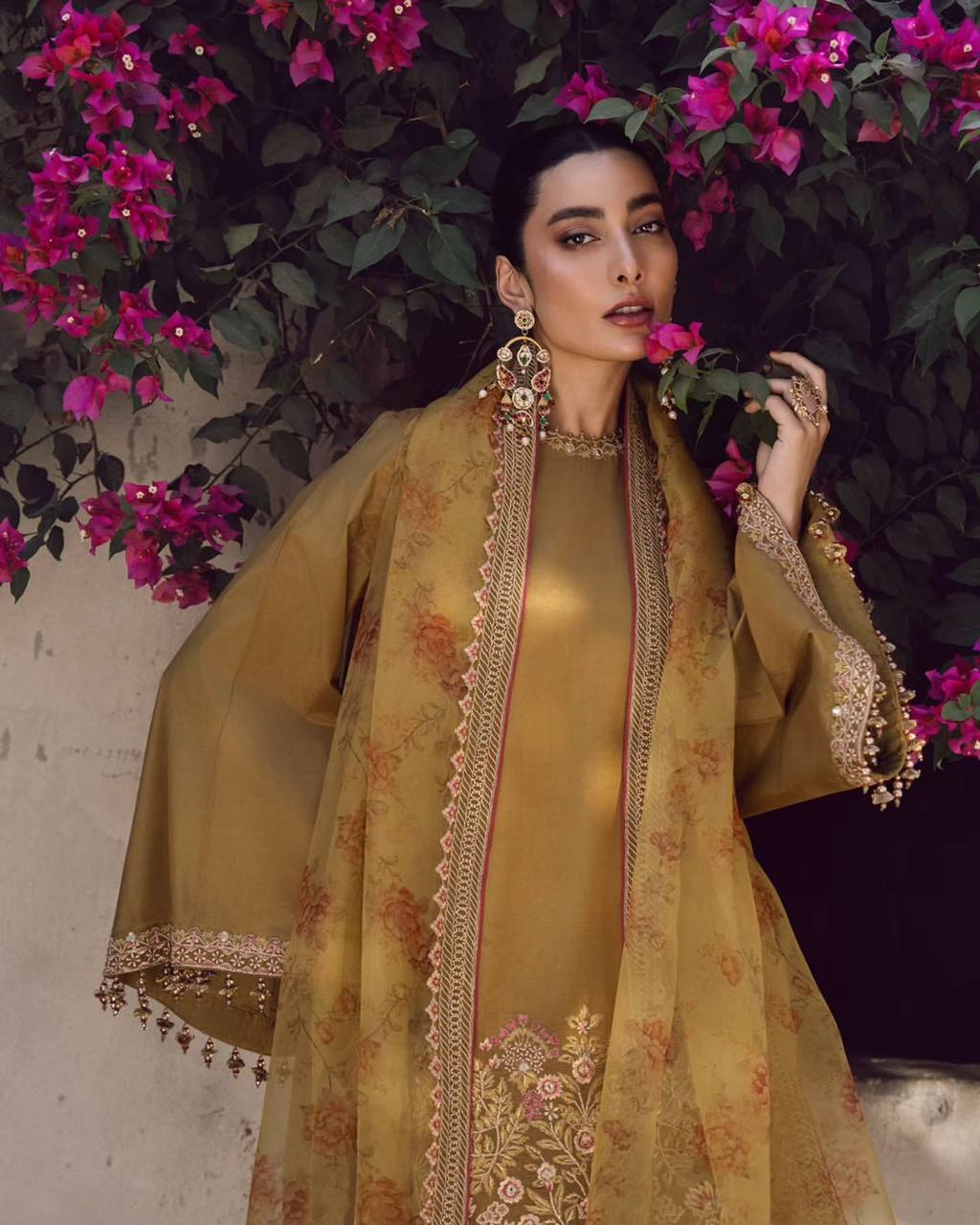 Pihu Bloom Mustard French Crep Silk Farshi Palazzo