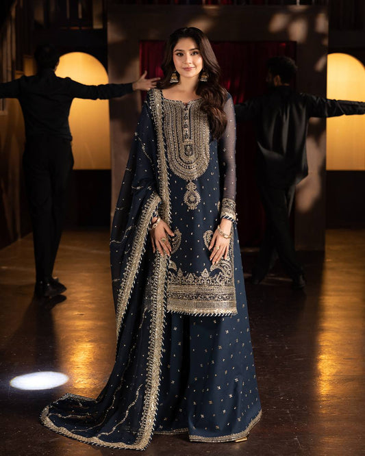 Charvya  Heavy Embroidery With Sequence Work   Sharara Set