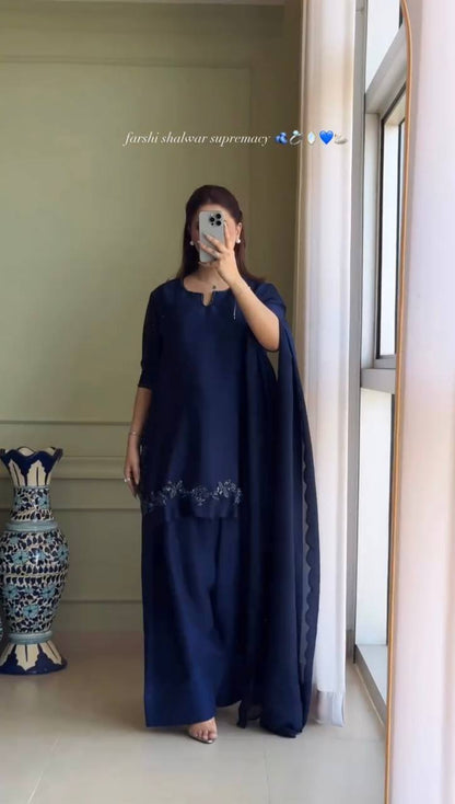 Midnight Charm Embellished Farshi Shalwar Set