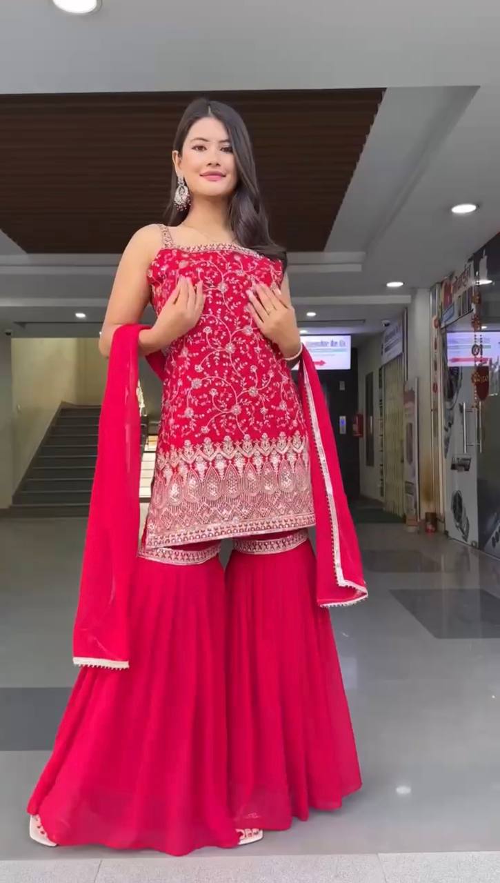 Mystic Blue Havy fox Georgette Sharara Set