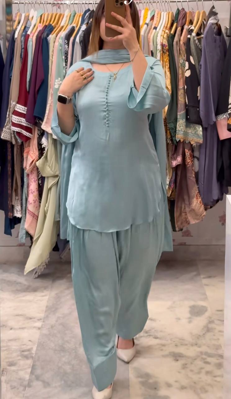 Florinaz  Natural Crep Silk  Farshi salwar  Set