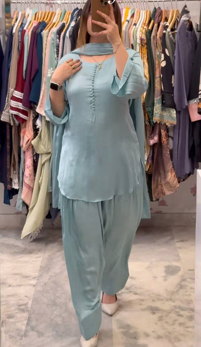 Florinaz  Natural Crep Silk  Farshi salwar  Set