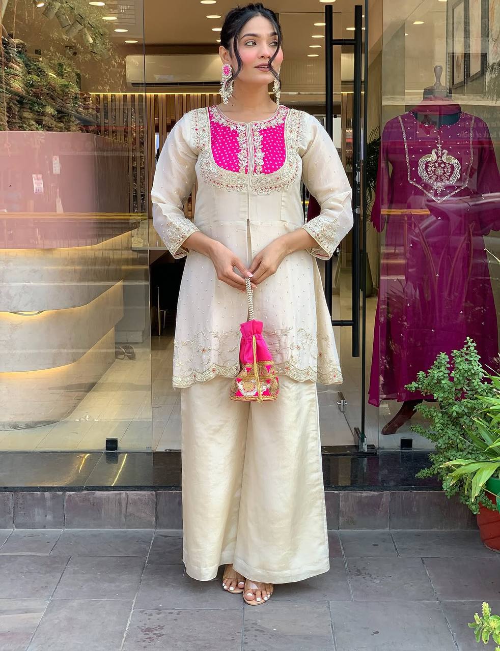 Libaas Luxe Yoke Embroidered Palazzo Style Co-ord Set
