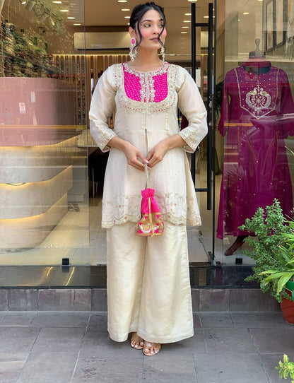 Libaas Luxe Yoke Embroidered Palazzo Style Co-ord Set