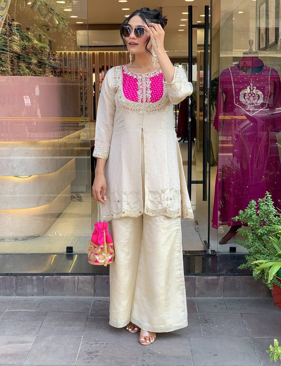 Libaas Luxe Yoke Embroidered Palazzo Style Co-ord Set