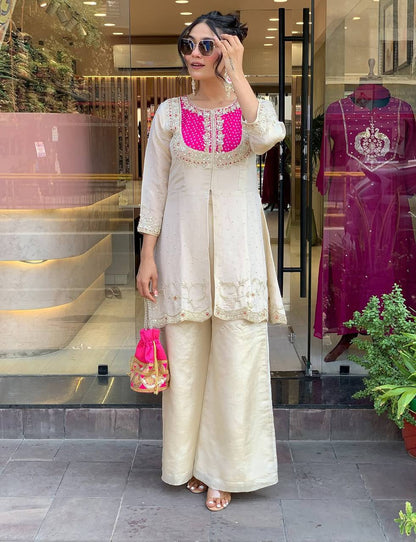 Libaas Luxe Yoke Embroidered Palazzo Style Co-ord Set