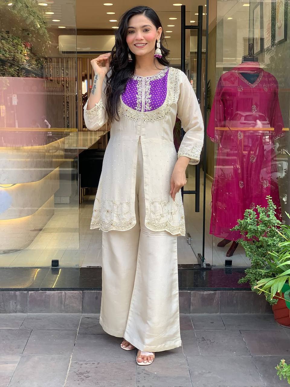 Libaas Luxe Yoke Embroidered Palazzo Style Co-ord Set