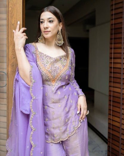 Gulnaar Grace  Magenta Sharara Set