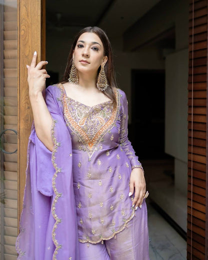 Gulnaar Grace  Magenta Sharara Set