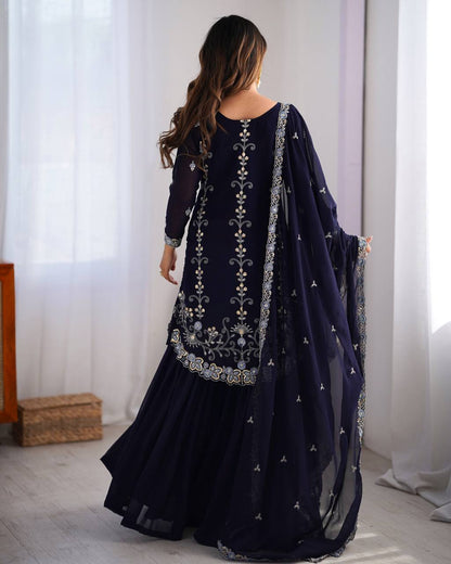 Iraaya Beautiful Heavy Fuax Georgeet Sharara Set
