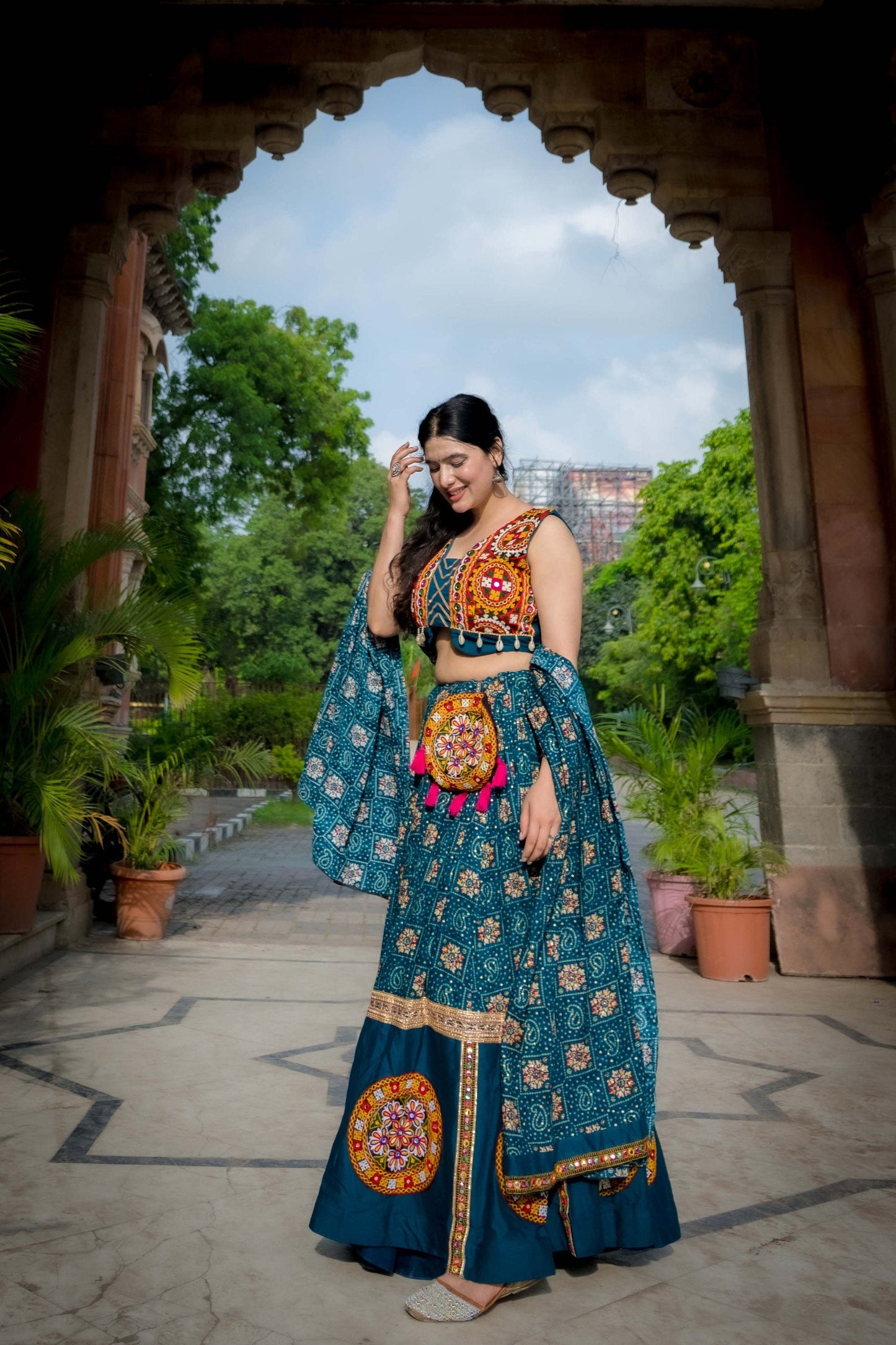 Radiate Festive Elegance Gamthi Patch Navratri Lehenga  Choli