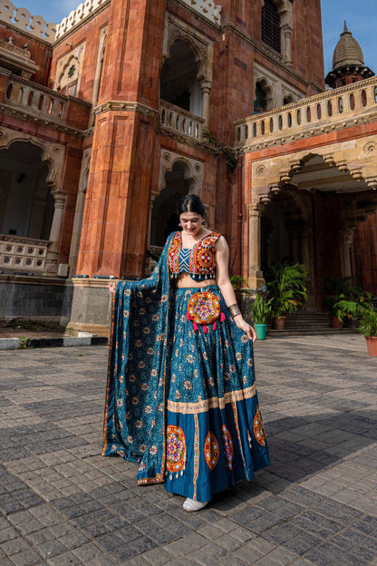 Radiate Festive Elegance Gamthi Patch Navratri Lehenga  Choli