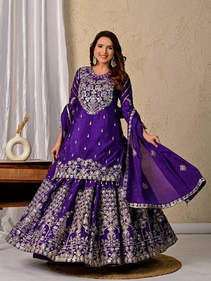 Noorvi Purple Royal Embroidered Anarkali Set
