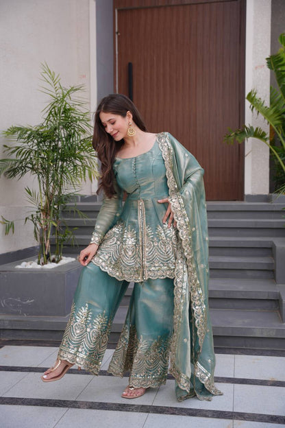 Zayra Royal Emerald Edition Green Sharara Set