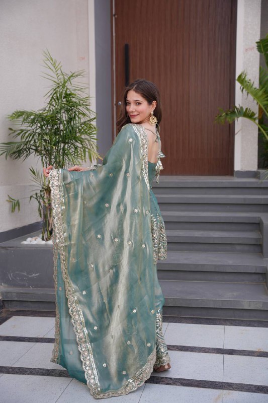 Zayra Royal Emerald Edition Green Sharara Set