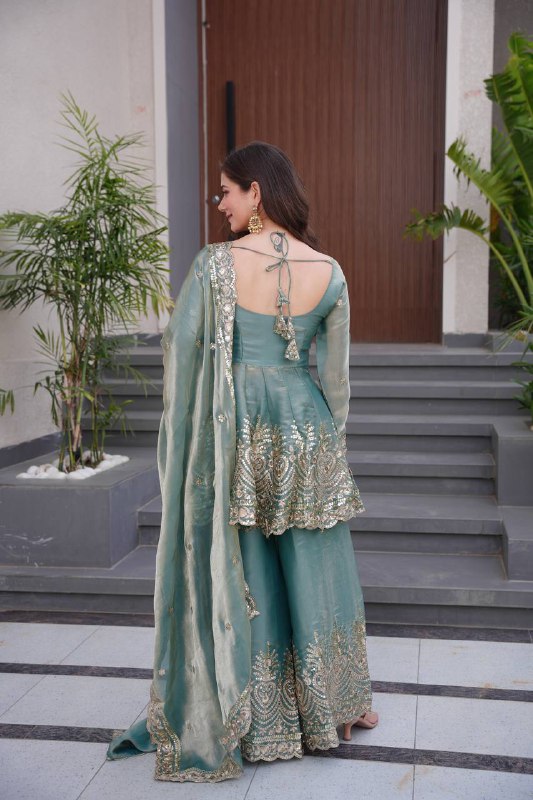 Zayra Royal Emerald Edition Green Sharara Set