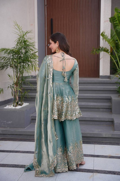 Zayra Royal Emerald Edition Green Sharara Set