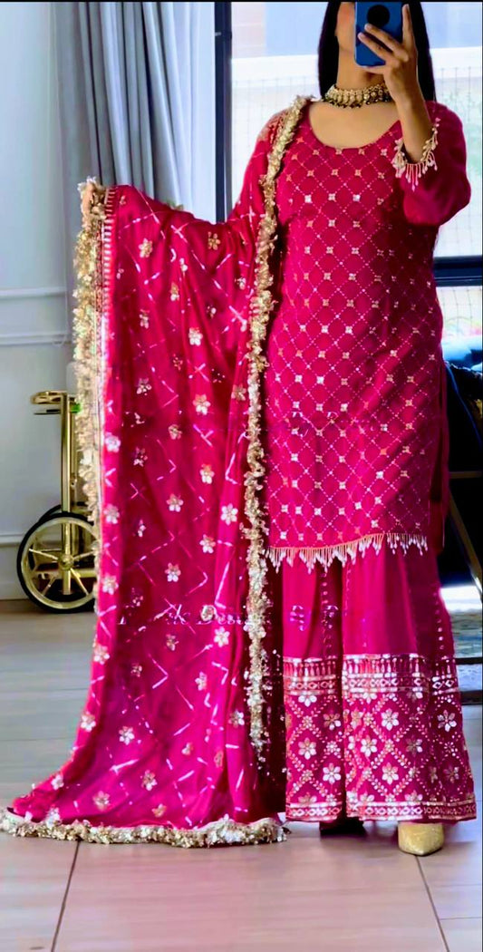 Tia Ocean  Pink Sharara Set