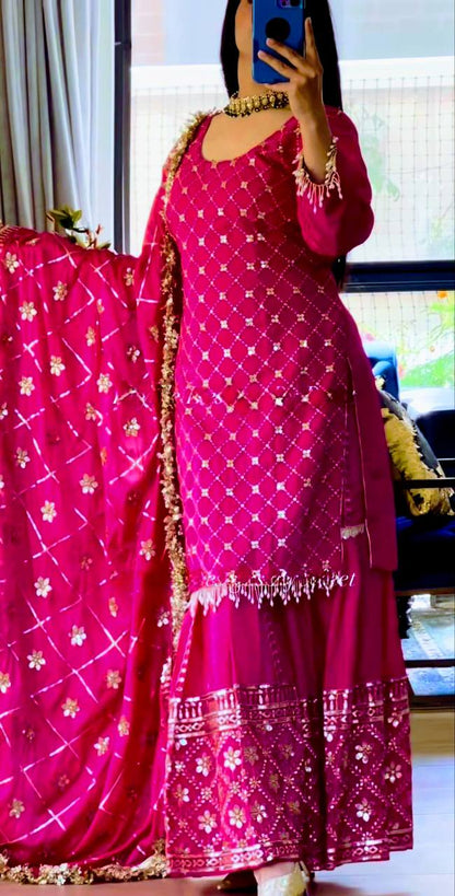 Tia Ocean  Pink Sharara Set