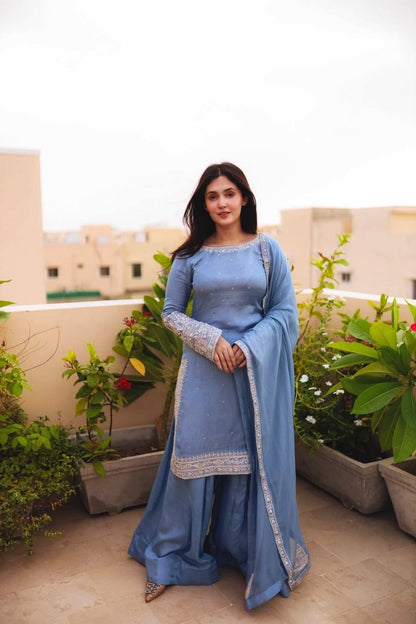 Amaira Bright Motif Embroidered Elegance Sharara Set